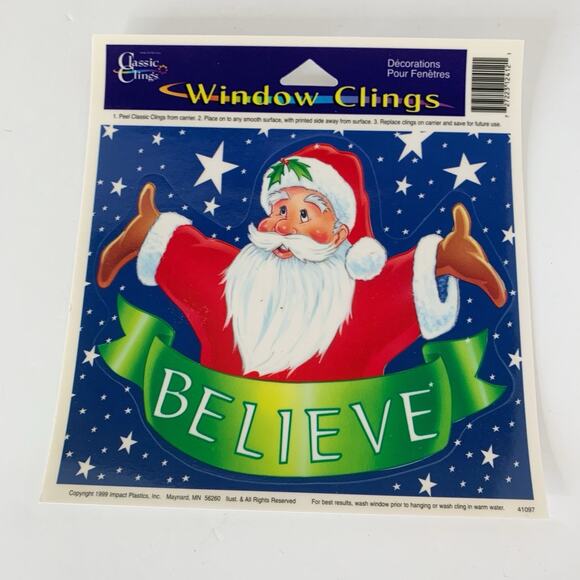 Vintage Classic Clings Christmas Window Clings Decorations 1999 Lot of 6 - Picture 7 of 11